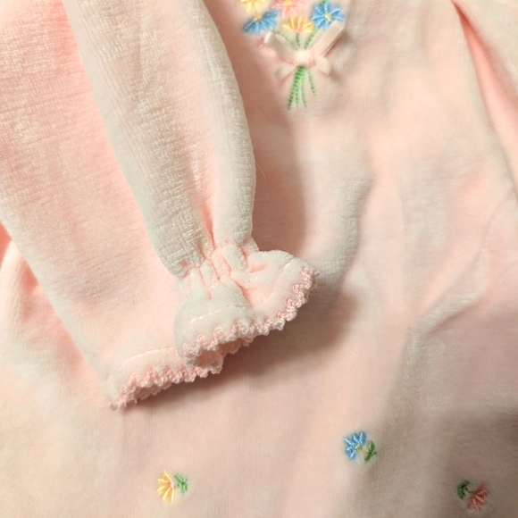Vintage Carter's Sweet Daisy Collection 3m 2 piece Pink Velour set - Picture 6 of 9